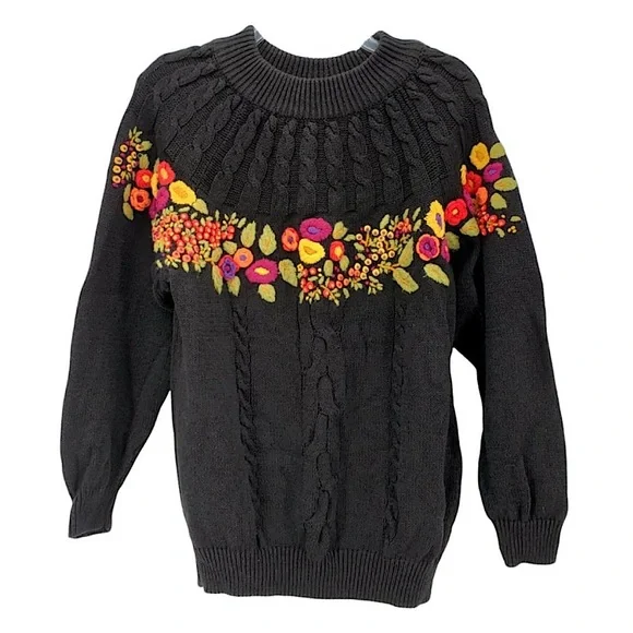 Vintage Embroidered Cable Knit Sweater Crew
Neck 80's 90's Retro Cottagecore - Picture 1 of 6